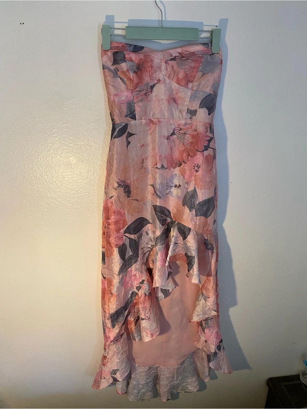 Lulus Blushing Darling Light Pink Floral Strapless High-Low Maxi Dress size XS - Picture 2 of 5